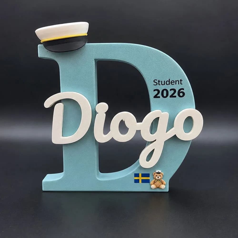 Personlig studentpresent till kille eller tjej 2026 – 3D-namnskylt med namn