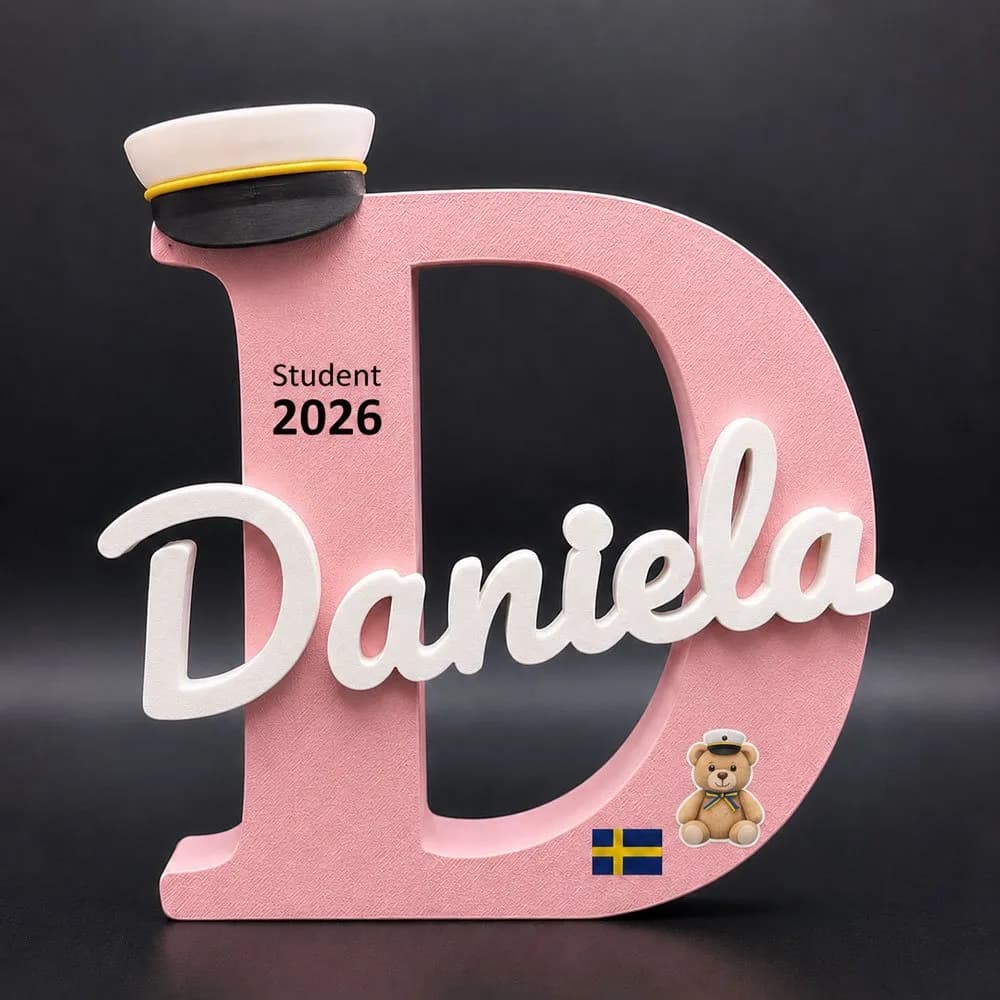 Personlig studentpresent till kille eller tjej 2026 – 3D-namnskylt med namn