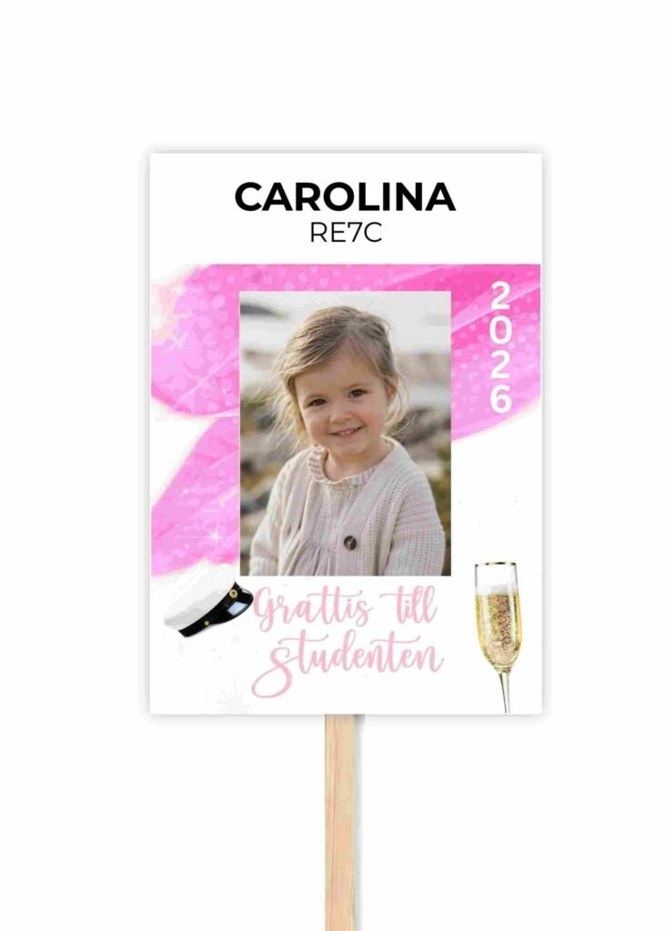 Stilren studentskylt med foto
